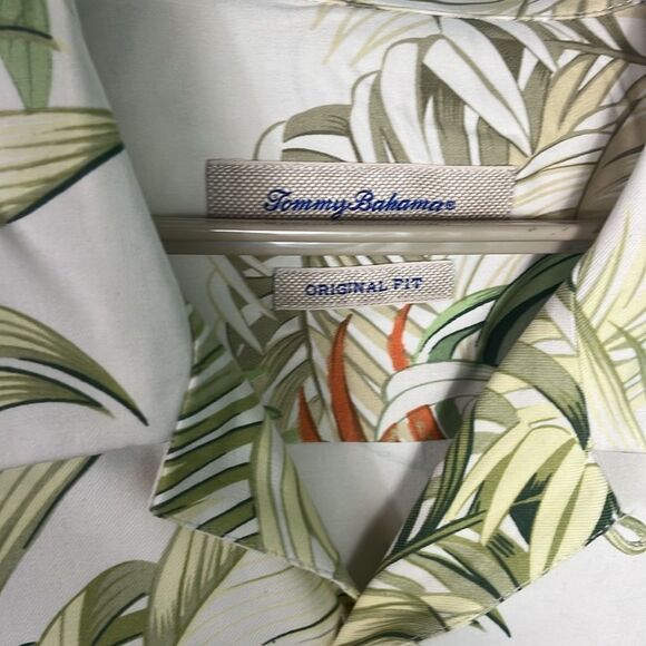 Tommy Bahama Green/creams Palms Silk Short Sleeve Button Down Hawaiian Shirt XL - Picture 3 of 7